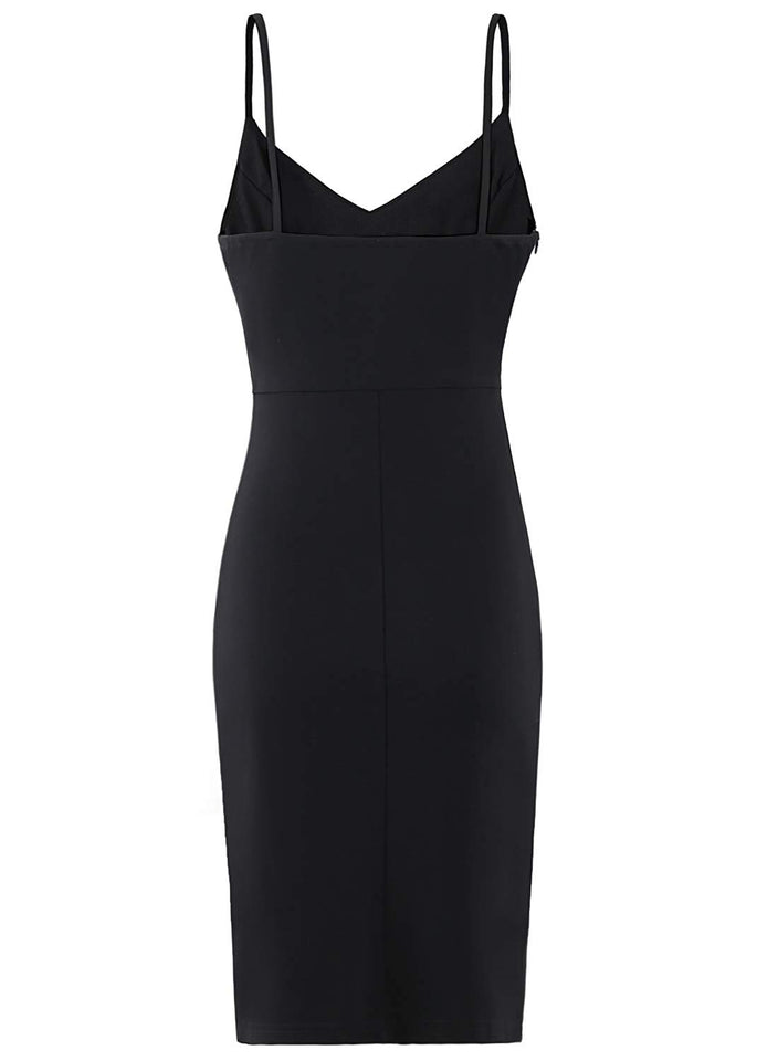 Zalalus Women's Elegant Spaghetti Straps Deep V Neck Sleeveless Bodycon Party Dress