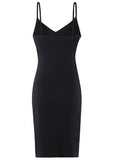 Zalalus Women's Elegant Spaghetti Straps Deep V Neck Sleeveless Bodycon Party Dress