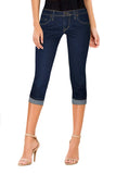 HyBrid & Company Women's Denim Capri Stretchy 19"/17" Cuffed
