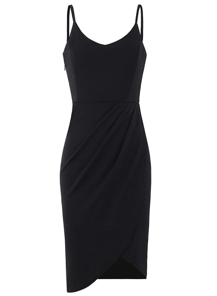 Zalalus Women's Elegant Spaghetti Straps Deep V Neck Sleeveless Bodycon Party Dress