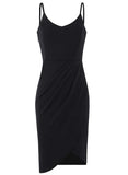 Zalalus Women's Elegant Spaghetti Straps Deep V Neck Sleeveless Bodycon Party Dress
