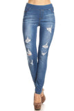 Women's Stretch Pull-On Skinny Ripped Distressed Denim Jeggings Regular-Plus Size