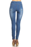 Women's Stretch Pull-On Skinny Ripped Distressed Denim Jeggings Regular-Plus Size