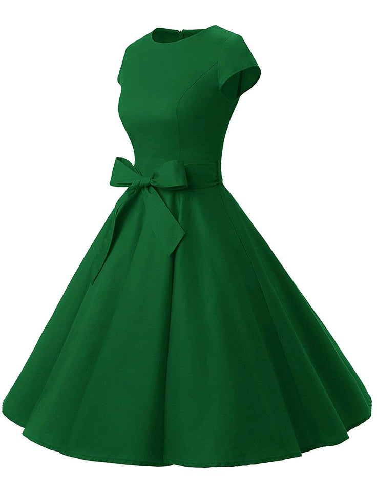 Dressystar Women Vintage 1950s Retro Rockabilly Prom Dresses Cap-Sleeve