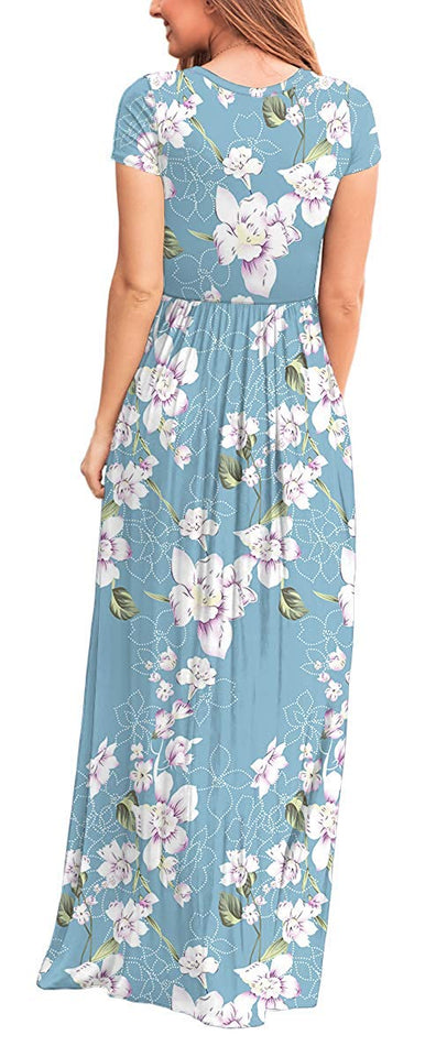 Viishow Women's Short Sleeve Loose Plain Maxi Dresses Casual Long Dresses with Pockets