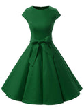 Dressystar Women Vintage 1950s Retro Rockabilly Prom Dresses Cap-Sleeve