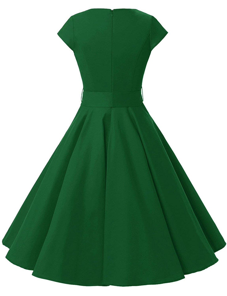 Dressystar Women Vintage 1950s Retro Rockabilly Prom Dresses Cap-Sleeve