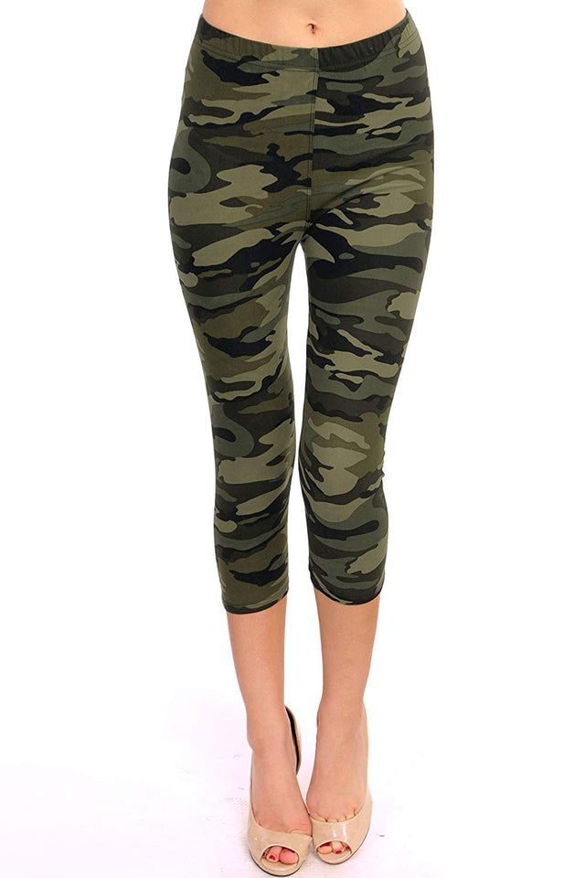VIV Collection Print Brushed Ultra Soft Cropped Capri Leggings Regular and Plus (Sizes XS - 2XL) Listing 1