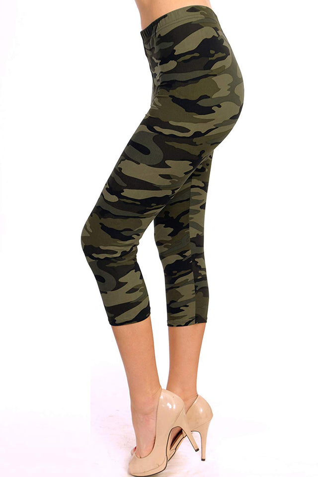VIV Collection Print Brushed Ultra Soft Cropped Capri Leggings Regular and Plus (Sizes XS - 2XL) Listing 1