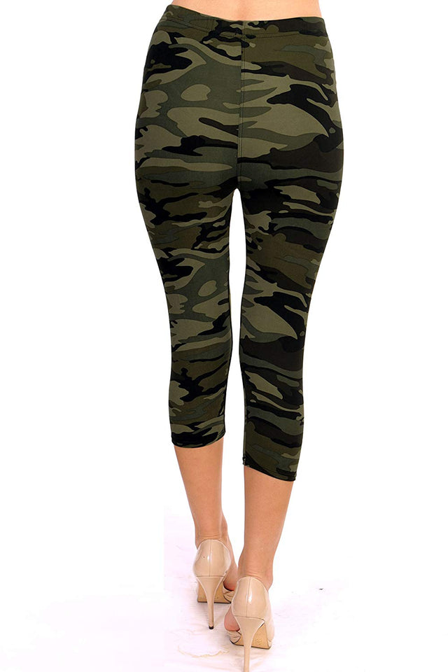 VIV Collection Print Brushed Ultra Soft Cropped Capri Leggings Regular and Plus (Sizes XS - 2XL) Listing 1
