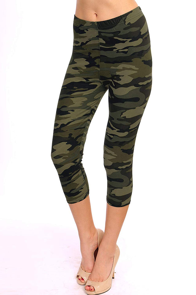 VIV Collection Print Brushed Ultra Soft Cropped Capri Leggings Regular and Plus (Sizes XS - 2XL) Listing 1