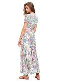 Milumia Women Floral Print Button Up Split Flowy Party Maxi Dress